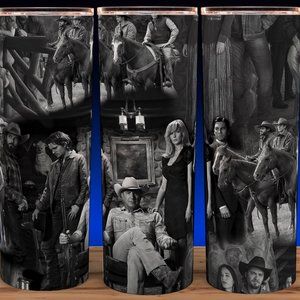 Yellowstone Dutton Ranch Collage Black and White Cup Mug Tumbler 20oz